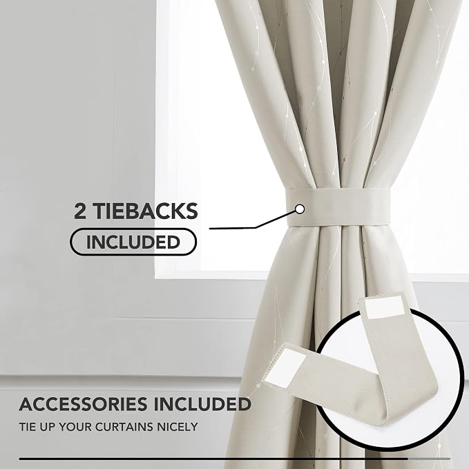 Deconovo Room Darkening Curtains, Light Beige Curtain, Thermal Insulated Noise - Image 4
