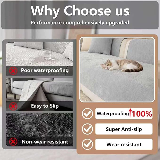 Premium Chenille Sofa Cushion Covers，Upgraded Anti-Slip Sectional Couch - Image 4