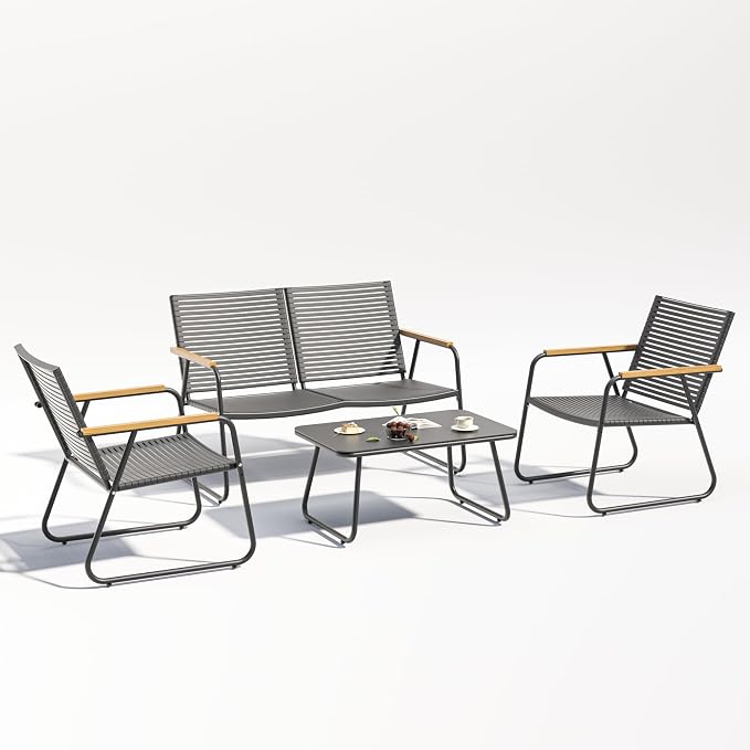 4-Piece Patio Furniture Set, Compact Outdoor Conversation Set - Image 3