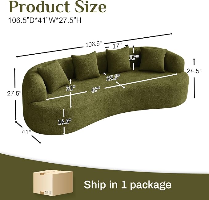 Oversized Sectional Sofa for Living Room, Modern Luxury Plush Chenille 4-Seater - Image 2
