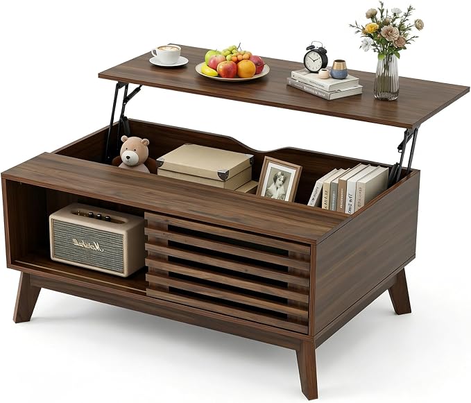 Lift Top Coffee Table with Storage 35 in, Mid Century Modern Living Room Table by Noeko