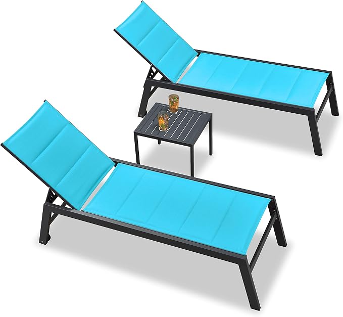 PURPLE LEAF Outdoor Lounge Chairs Aluminum Chaise Lounge Set of 2 Patio Chaise - Image 9