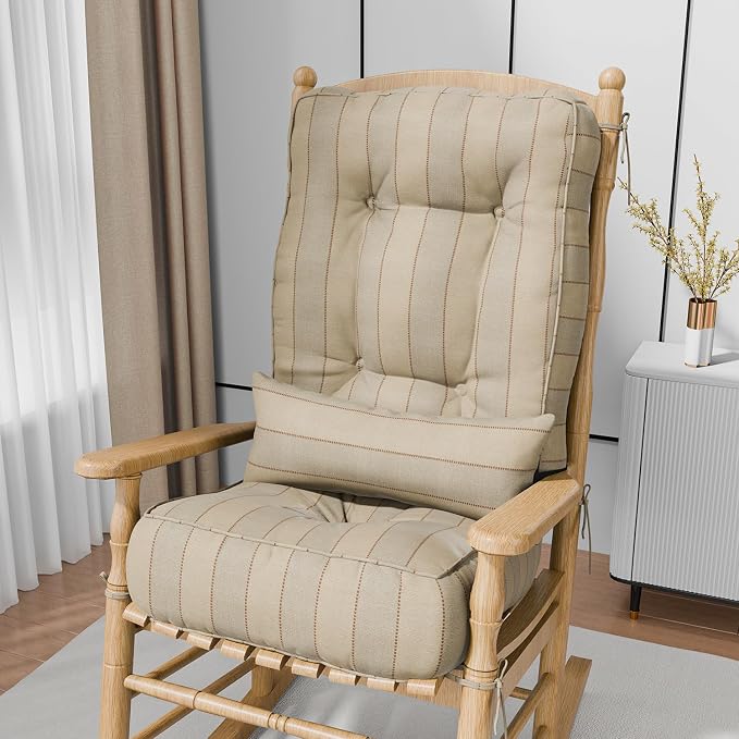 Rocking Chair Cushions with Pillow, Waterproof and Fade-Resistant Thicken by Aofeite
