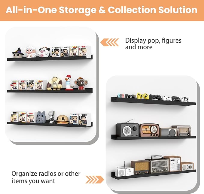 upsimples Floating Shelves for Wall, 47.3 Inch Shelves for Decor Storage Set of - Image 6