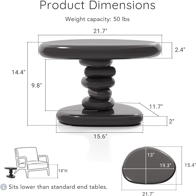 24/7 Shop at Home Kavren Modern 22-inch Oval Glossy Pedestal End Table - Image 2