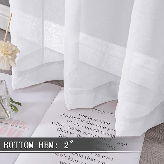 Tollpiz Sheer Curtains Linen Textured Living Room Curtain Sheers Light - Image 4