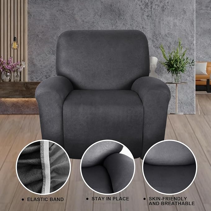 ANARACHON Leather Look Recliner Chair Covers Stay in Place 4-Piece Recliner - Image 5
