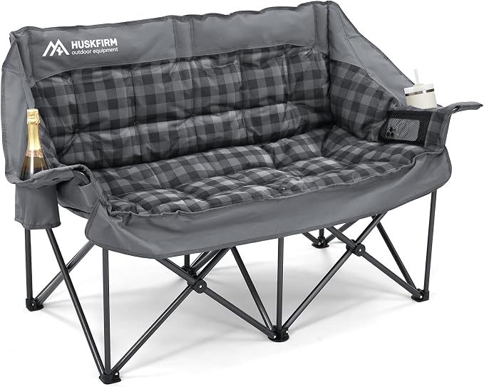 Double Camping Chair Padded 2 Person Camping Chair Camping Loveseat by Huskfirm