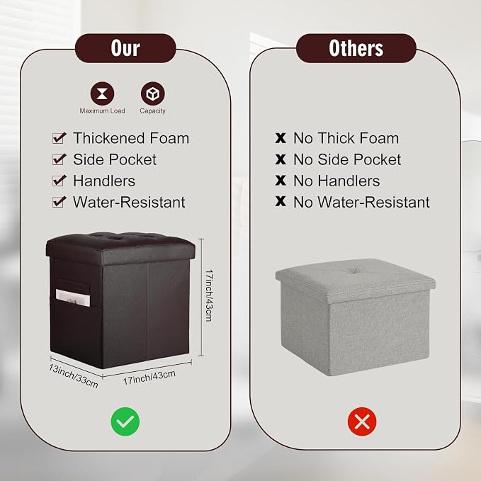 Storage Ottoman, Slim Tall Foot Stool - Image 3