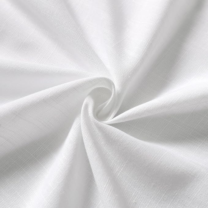 Nanspring White Linen Back Tab Rod Pocket Curtains - Image 7