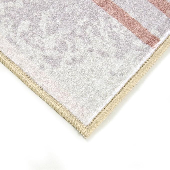RoomTalks Cute Pink Nuresry Rug Washable, Boho Modern Contemporary Aesthetic - Image 5