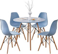 5-Piece Round Dining Table Set, Small 35.5" Kitchen Table Chairs Set of 4 Space by LECAFURHL