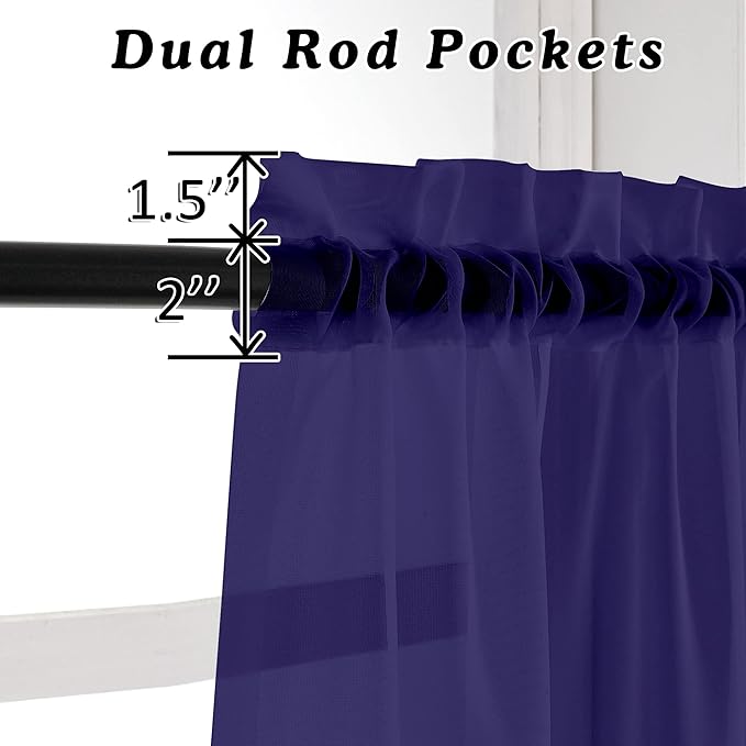 OVZME Purple Sheer Curtains 84 Inches Long 2 Panels, Light Filtering Window - Image 4