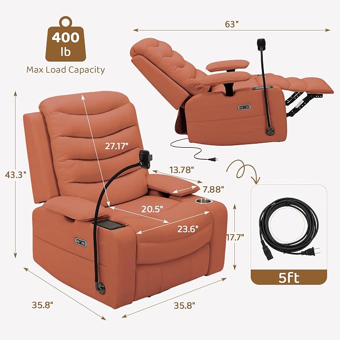 Olela Power Glider Recliner Nursery Chair, PU Leather Swivel Rocking Chair - Image 3