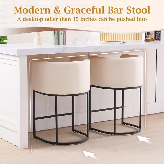 ClinQ 26" H Counter Height Bar Stools Set of 4, Modern Barrel Counter Stools - Image 5