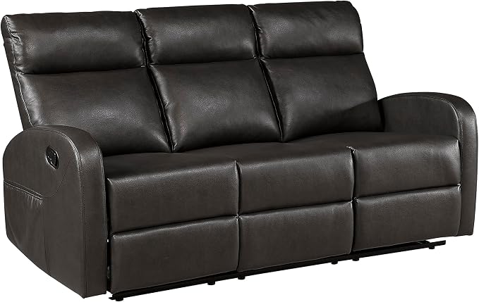 Lexicon Manual Reclining Sofa, Faux Leather Recliner Sofa, Wall Hugger - Image 9
