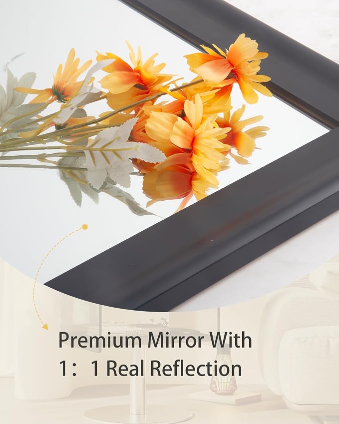 Black Mirror for Bathroom, Rectangle Rustic 30 x 36 inch Vanity Mirror for Wall - Image 6