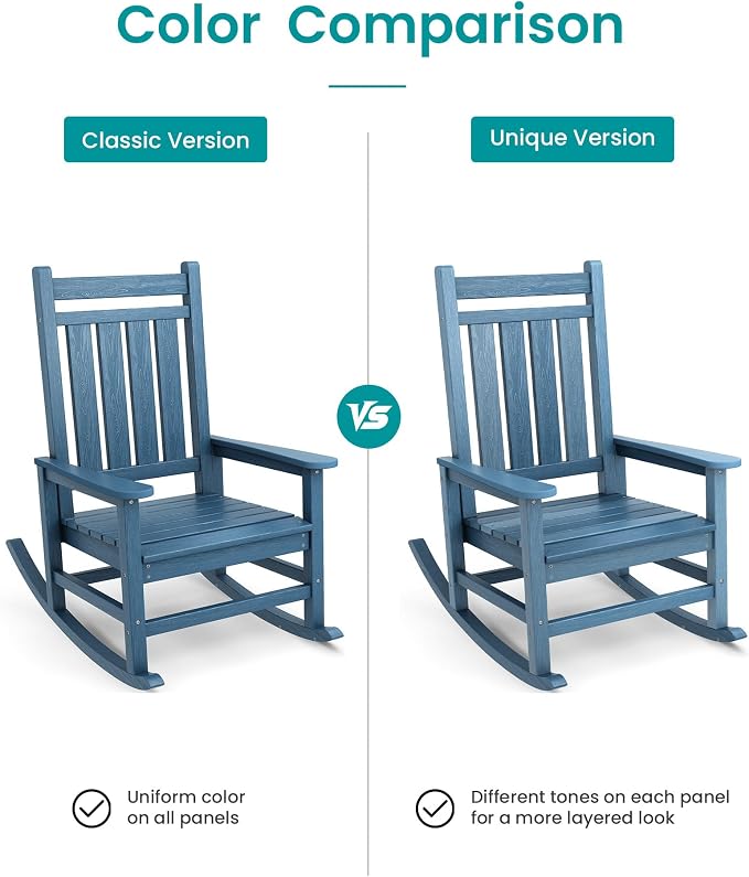 SERWALL Outdoor Rocking Chair, HDPE Rocking Chair - Image 9