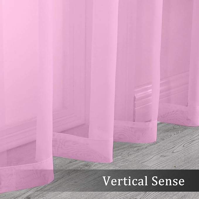OWENIE Sheer Pink Curtains, Sheer Curtains 84 inch Length 2 Panels Set - Image 6