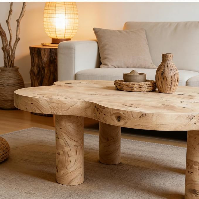 40" Cloud Coffee Table with 4 Round Table Legs, Modern Irregular Center Table - Image 5