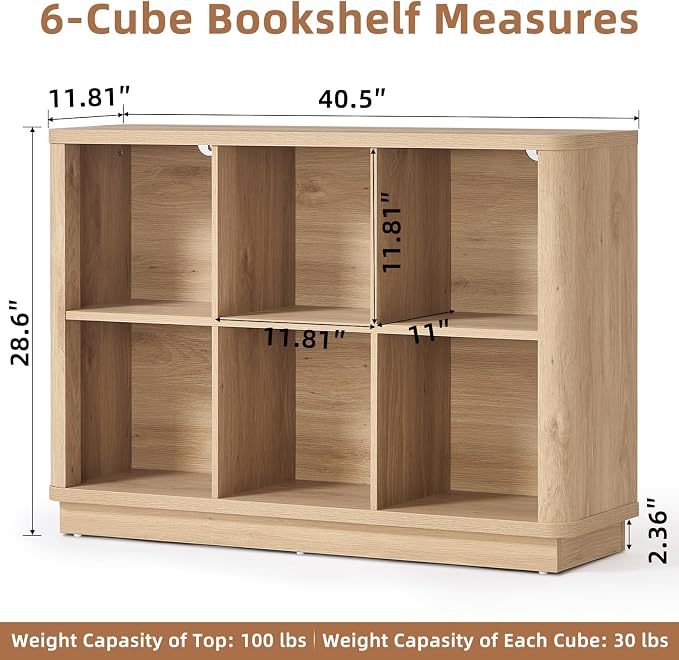 Joaxswe 6 Cube Storage Book Shelf, Floor Standing 2-Tier Wooden Bookshelf - Image 3