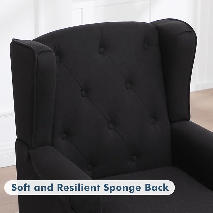 Accent Chair Set of 2, Mid Century Modern Fabric Wingback Chair, Upholstered - Image 6