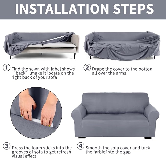 Peryiter 3 Pcs Couch and Loveseat Covers Set Sofa Cover - Image 3