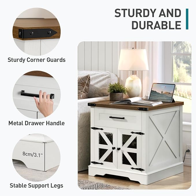 RALGEND White Farmhouse End Table - Image 9