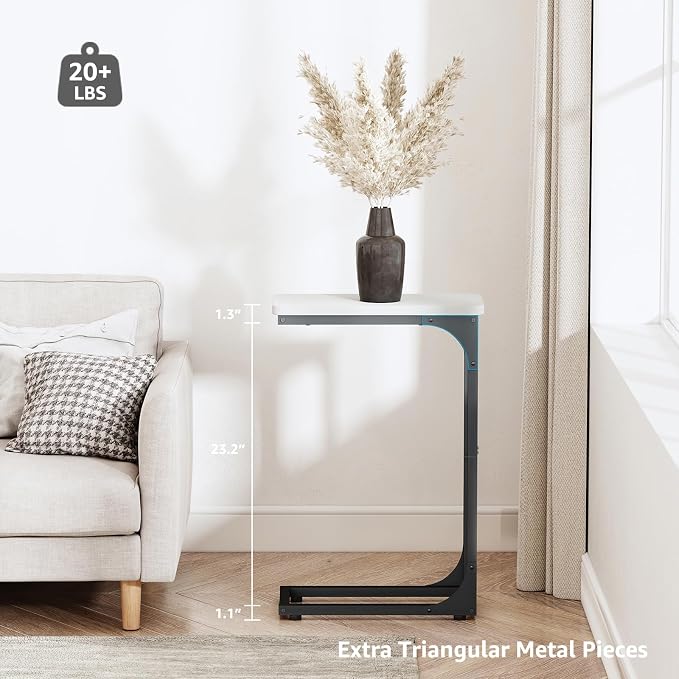 QEEIG Narrow C Shaped Side Table Set of 2 Living Room Sets Slim Couch Tray - Image 3