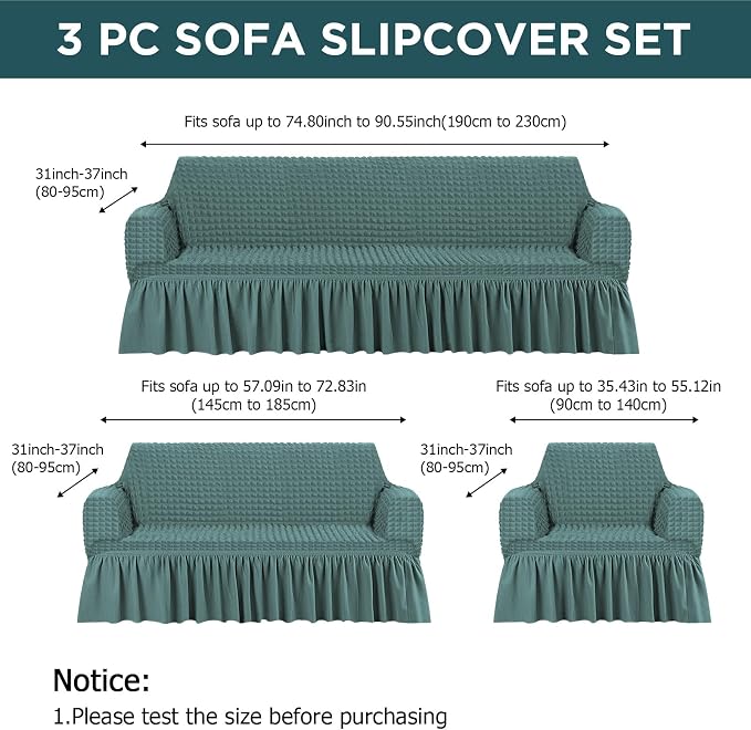 Fanfanwin 3 Pcs Sofa Slipcover Set - Image 2