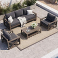UDPATIO Aluminum Patio Furniture Set, Faux Wood Grain Modern Outdoor Furniture by UDPATIO