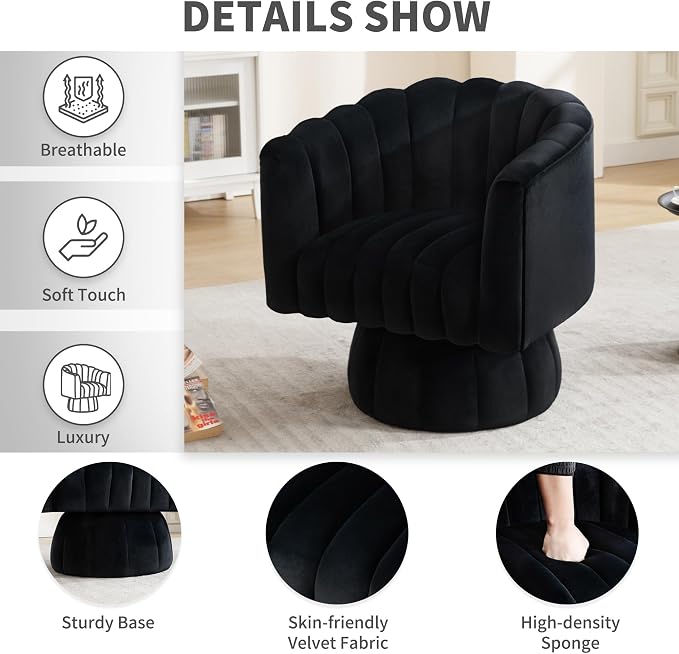 Swivel Accent Barrel Chair Set of 2- Cute Comfy Small Round 360° Arm Chair - Image 4