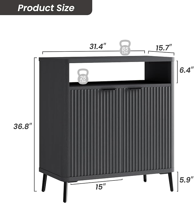 Fatmok 31.4" Fluted Buffet Cabinet - Image 2