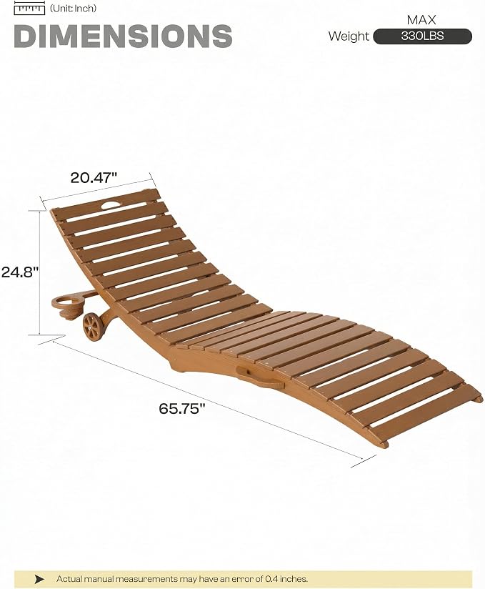 Folding HDPE Pool Lounge Chairs Set of 6, Pre-Assembled Outdoor Chaise Lounge - Image 2