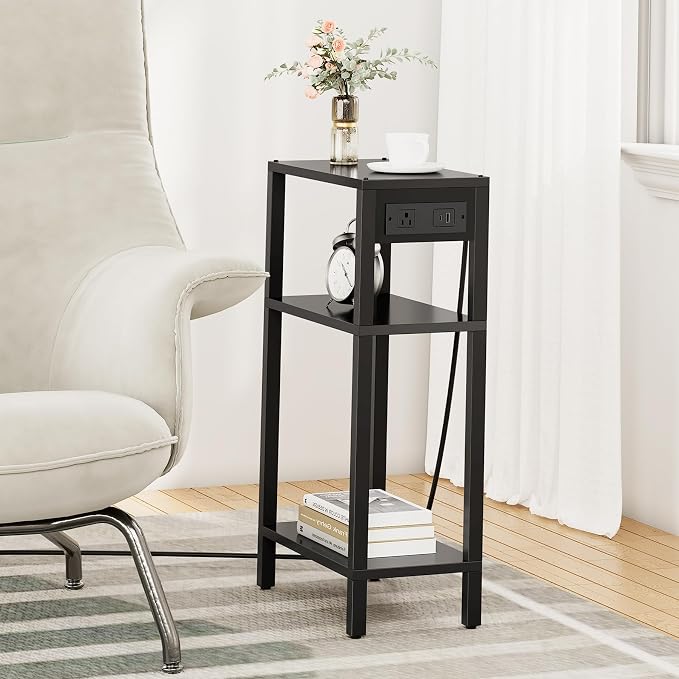 TUTOTAK Narrow Side Table with Charging Station, Small End Table with USB Ports - Image 6