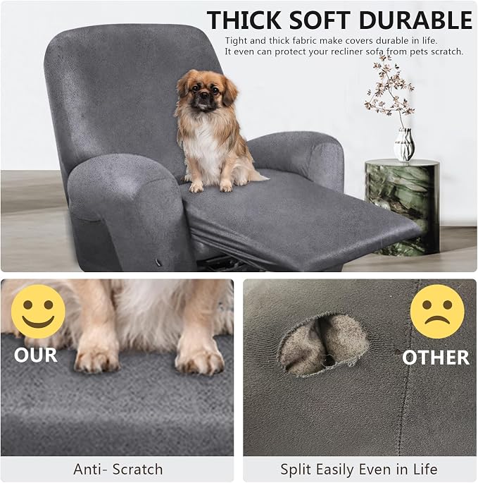ANARACHON Recliner Chair Covers Leather Like, 4 Pieces Recliner Cover - Image 2