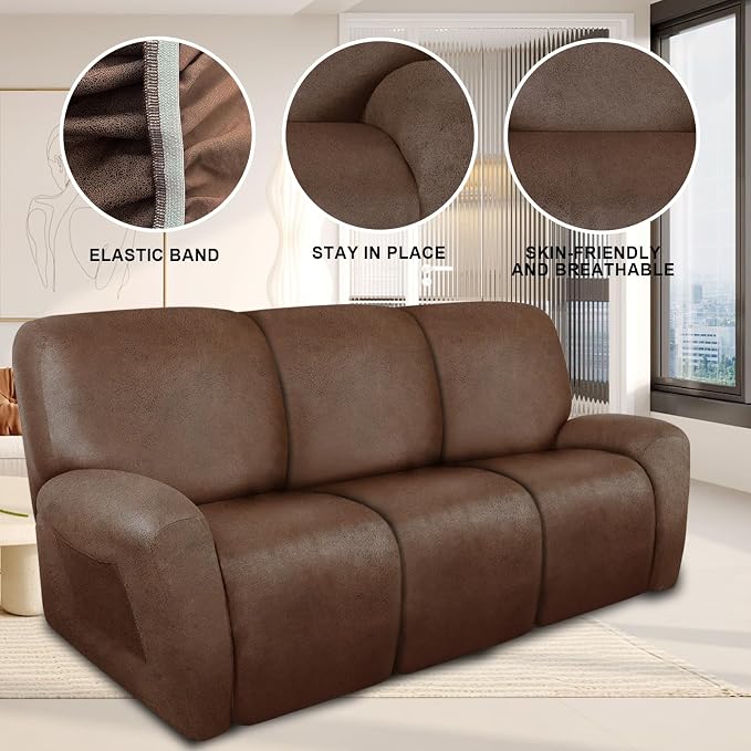 ANARACHON Recliner Couch Cover Leather Look Recliner Sofa Covers - Image 5