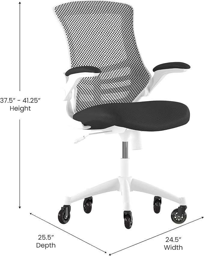 Flash Furniture Kelista Mid-Back Black Mesh Swivel Ergonomic Task Office Chair - Image 7