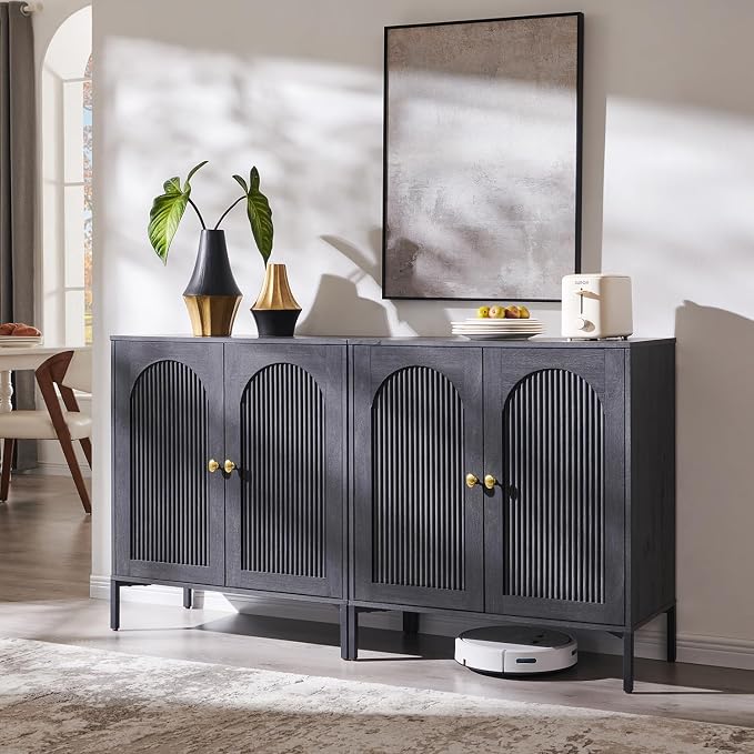 IFBUY Modern Sideboard Buffet Cabinet, 61.75" W Fluted Arched Buffet Cabinet by IFBUYFarmhouseFurniture