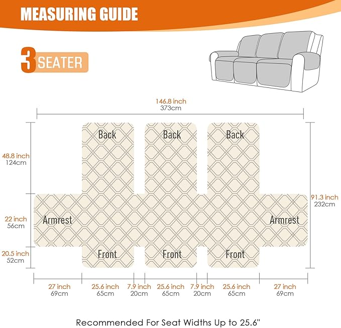 VANSOFY Waterproof Recliner Couch Covers, Sofa Covers 1-Piece Washable - Image 6