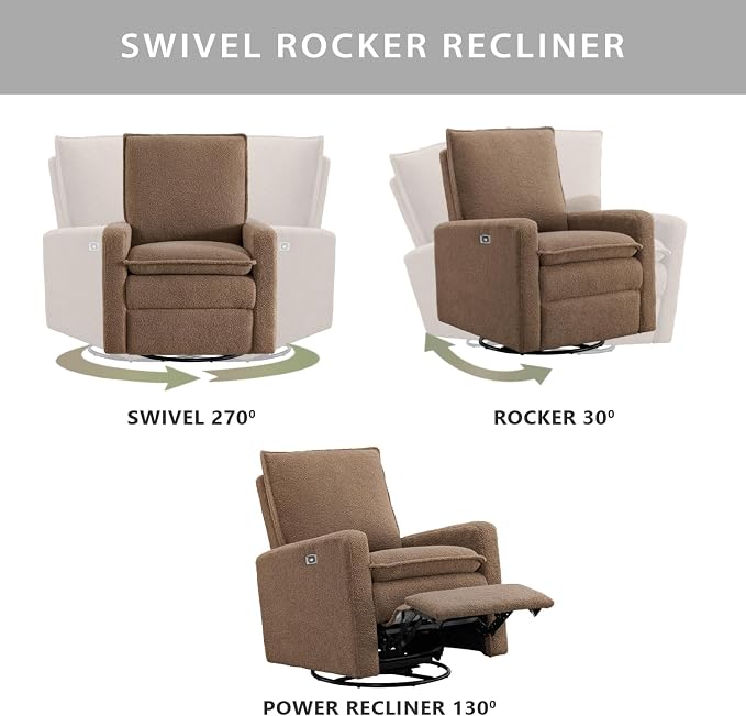 Oxford Baby Uptown Power Recliner/Glider, Teddy Brown - Image 6