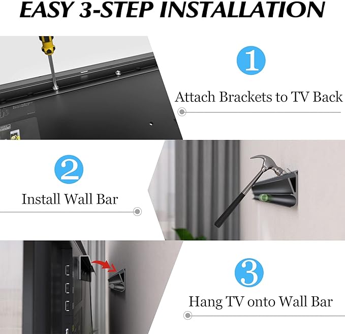 No Stud TV Wall Mount, Drywall Studless TV Hanger No Damage, No Drill, Non - Image 4