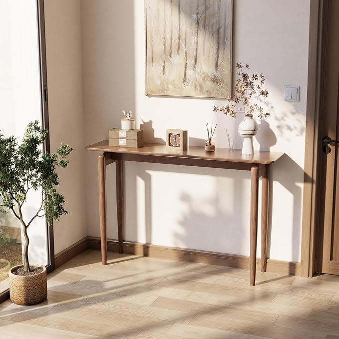 AQIMUELE Wood Console Table Walnut Entryway Table, Thin Console Table, Sofa - Image 5