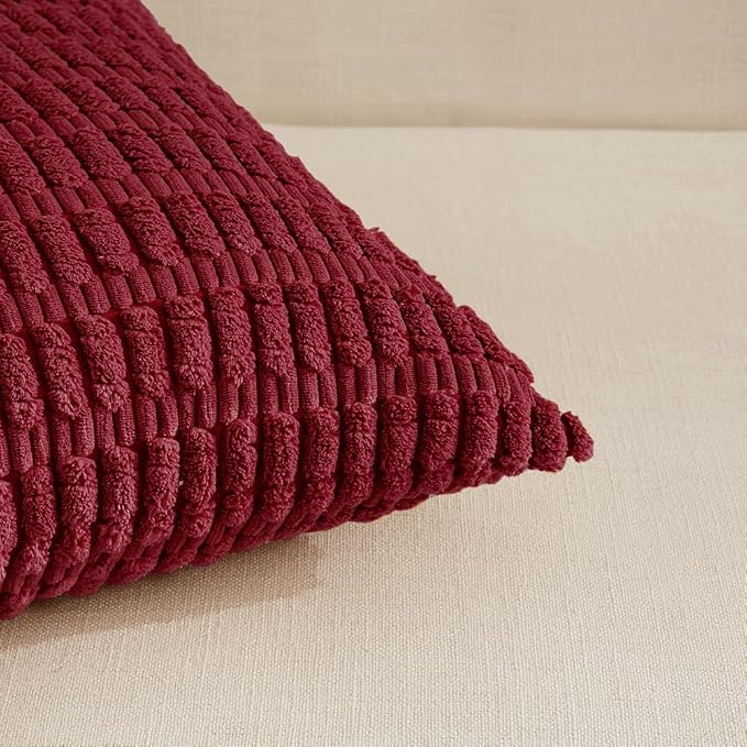 Fancy Homi 4 Packs Burgundy Decorative Throw Pillow Covers 12x20 Inch - Image 4