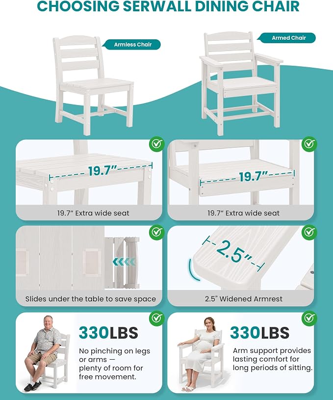 SERWALL Outdoor Dining Set for 8 – HDPE Patio Set - Image 8