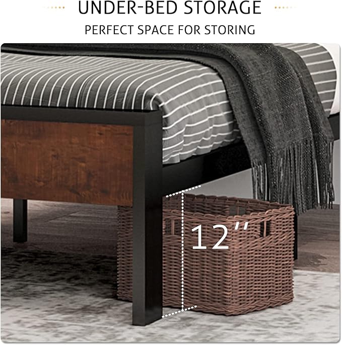 SHA CERLIN 14 Inch King Size Metal Platform Bed Frame - Image 4