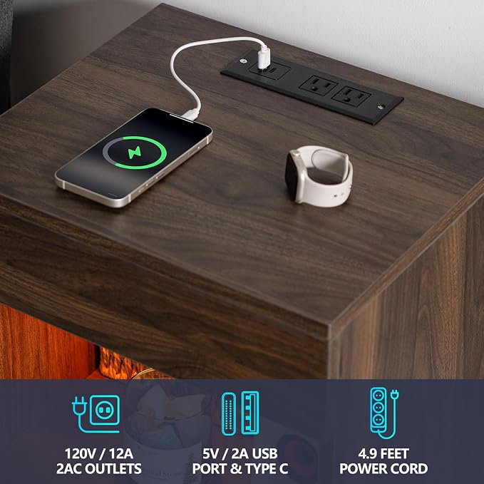 HOMMPA Open Shelf LED Nightstand - Image 3