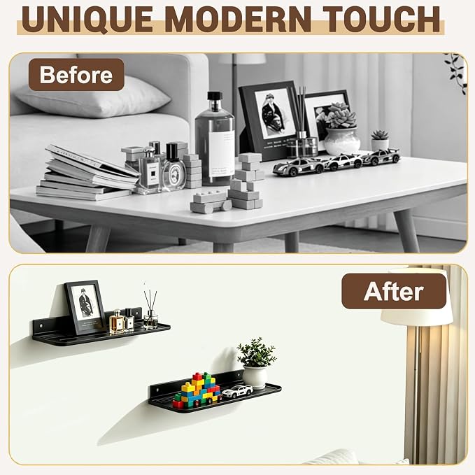 2pc Wall Mounted Floating Shelf, Self Adhesive Small Shelf, No Drill Shelves - Image 6