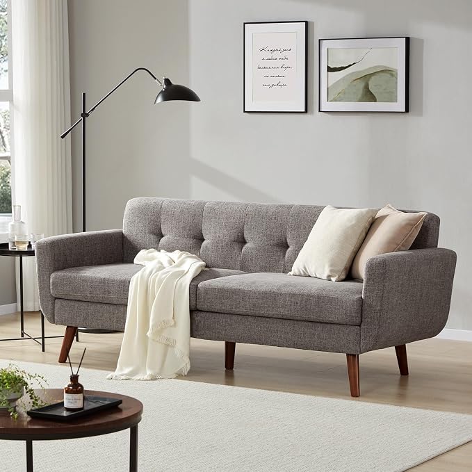 Tbfit 77.2" W Linen Sofa Couch, Mid Century Modern Decor Loveseat Couches by TBfit