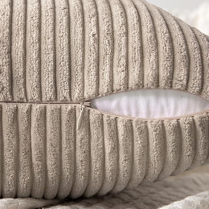 MIULEE Light Brown Decorative Throw Pillow Covers 16x16 Inch - Image 3